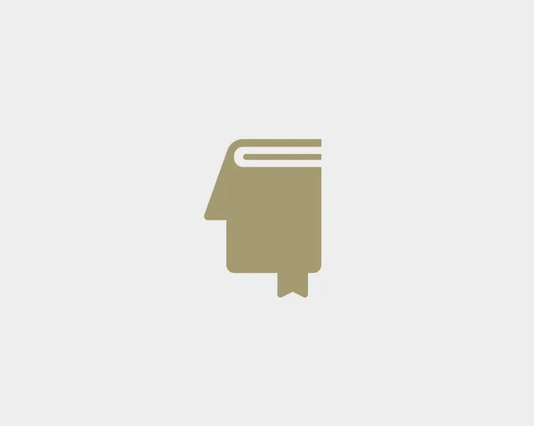 Logotipo creativo del libro di idee. Logo dell'educazione cerebrale. Simbolo vettoriale segnalibro viso icona — Vettoriale Stock