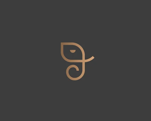 Diseño abstracto del logotipo del vector del elefante. Logotipo creativo de oro animal lineal — Vector de stock