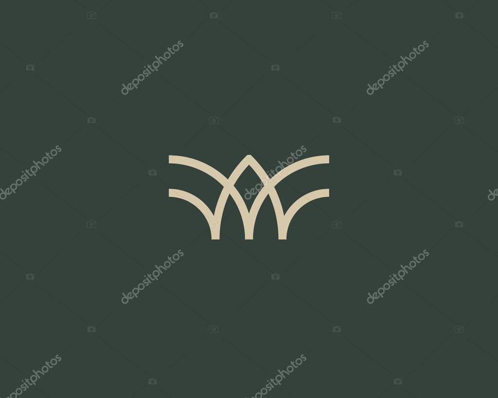 Universal linear logo design. Creative bull horns mark. Luxury letter w wings bird logotype