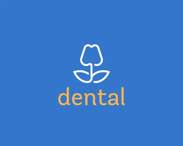 Diseño del logo del dentista. Logotipo de vector lineal dental. Clínica dental icono símbolo de la flor . — Vector de stock