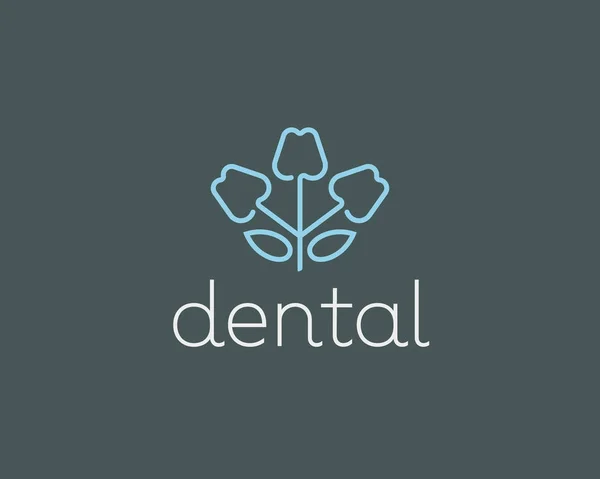 Дизайн логотипа дантиста. Логотип зубного линейного вектора. Цветочная икона стоматологической клиники . — стоковый вектор