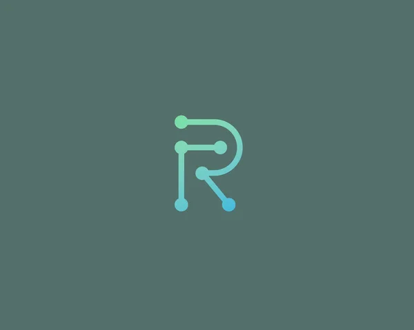 Diseño abstracto del logotipo de la letra R. Logotipo lineal de color . — Vector de stock