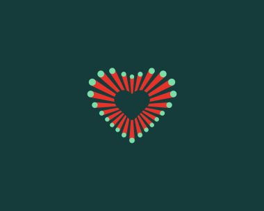 Soyut renkli lif nokta kalp logosu. Aşk vektör simge logo