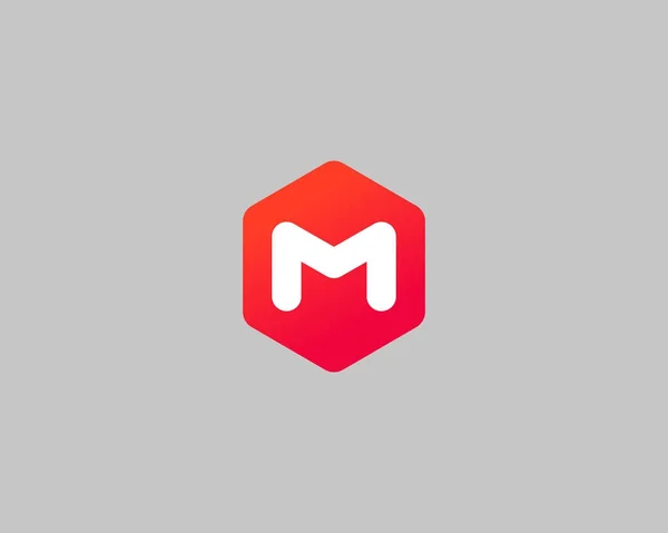 Abstrato letra M modelo de design do logotipo. Marca de sinal de hexágono criativo. Logótipo do ícone do vetor de cor . — Vetor de Stock