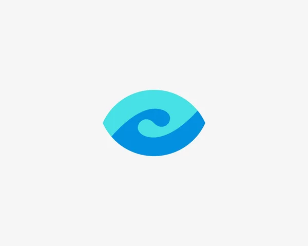 Diseño del logotipo de la onda ocular. Logotipo de visión de medios de obturador remolino. Foto cámara de vídeo mar surf vector símbolo . — Vector de stock