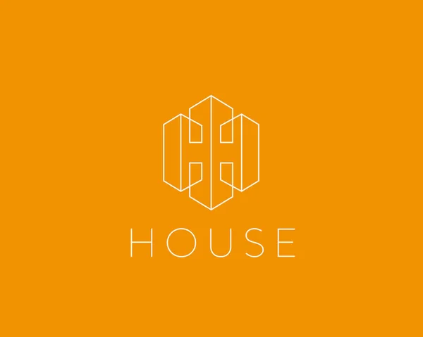 Linierten Buchstaben h Haus Logotyp. Premium Home Building Vektor Symbol Logo. — Stockvektor