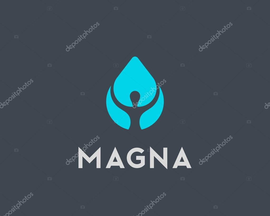 Person water logotype. Human drop vector logo.