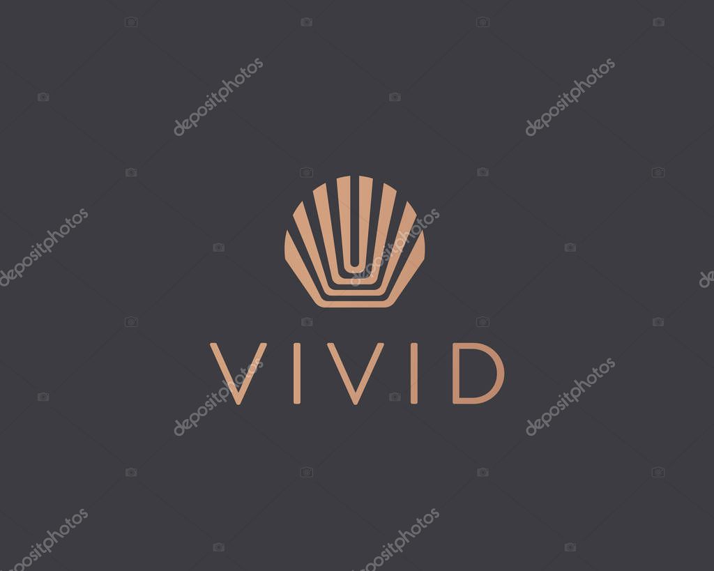 Abstract shell flower sun logo design. Premium crown king vector logotype.