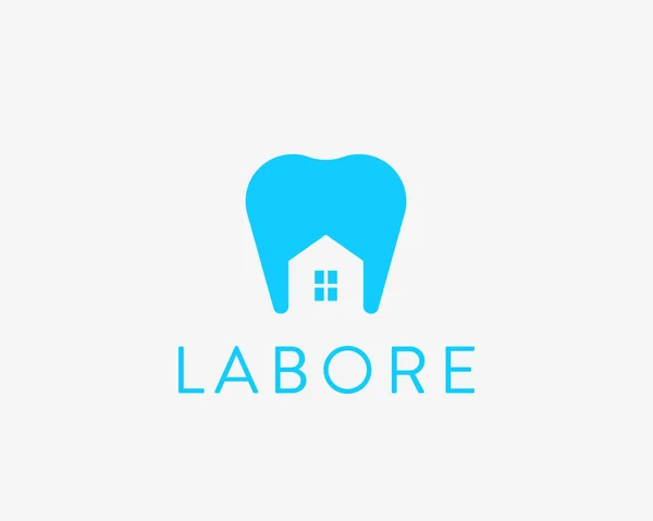 치과 의사 집 로고 디자인입니다. 치아 홈 창조적인 벡터 로고 — 스톡 벡터