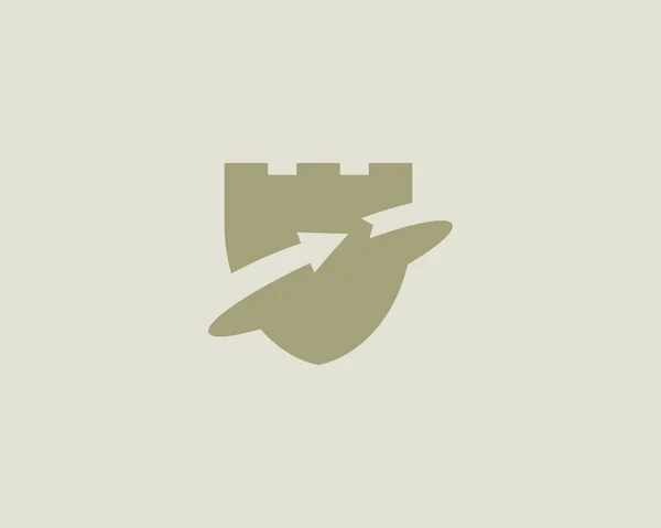 Logotipo de fortaleza de escudo de proteção. Seta iniciar o logotipo do vetor sucesso — Vetor de Stock