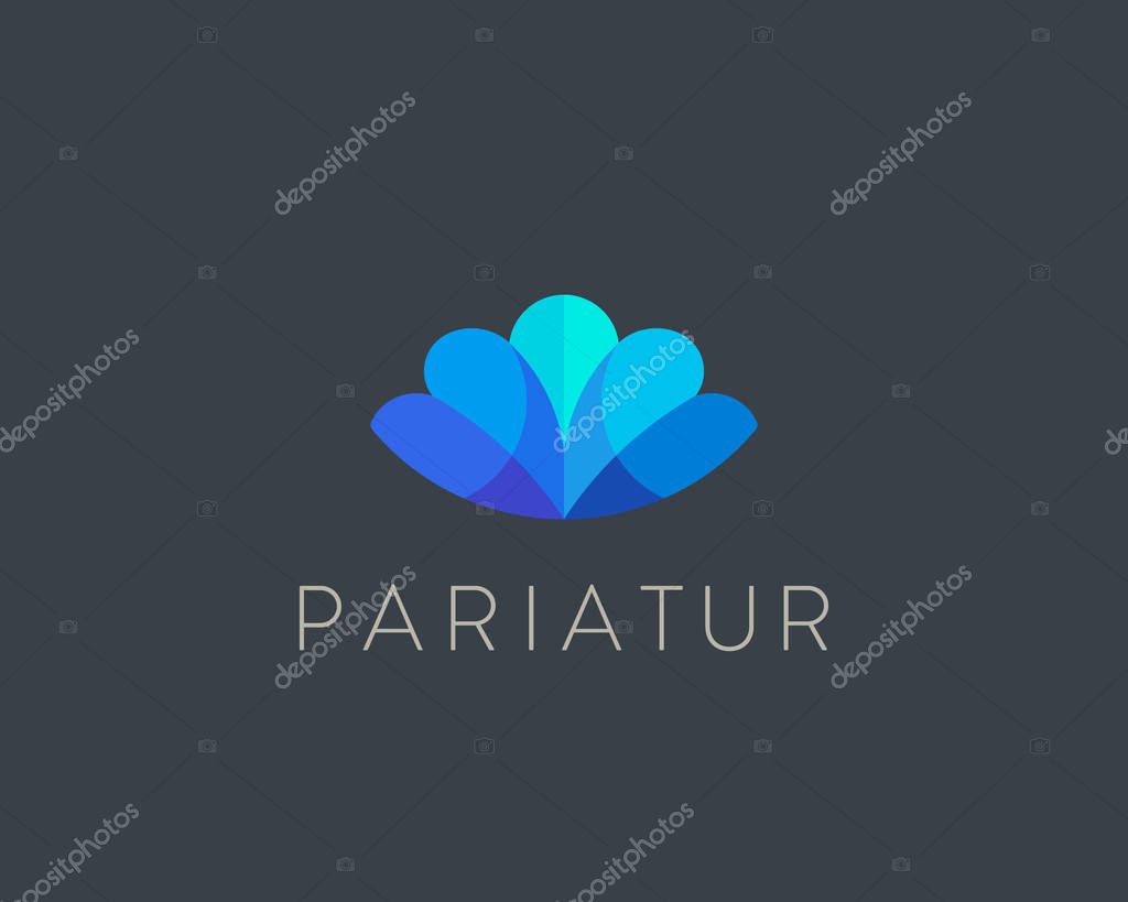 Abstract shell conch color logo design. Letter m marine seafood vector logotype