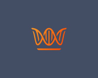 Soyut Crown Dna logo ikonu tasarımı modern minimal tasarım. Kraliyet Kralı Tıbbi Bilimler Vektör Amblemi İşaret işareti logosu