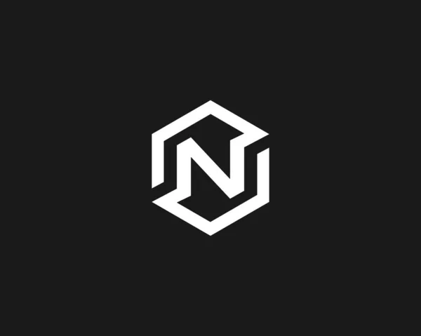 Absztrakt betű N vektor logó ikon design modern minimális stílus illusztráció. Hexagon ábécé embléma jel szimbólum jel logotípus — Stock Vector