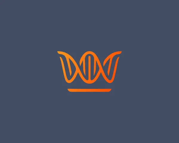 Abstrakte Krone dna Logo-Ikone Design modernen minimalistischen Stil Illustration. königlicher König medizinische Wissenschaft Vektor Emblem Zeichen Symbol Marke Logo — Stockvektor
