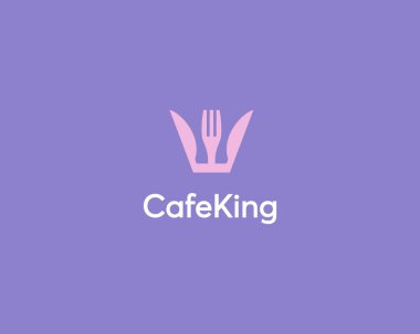 Restoran ve Kafe için İş Logosu Tasarımı. Fork ve Spoon 'lu Vektör Tasarım Logosu. Kraliyet Tacı ile Yemek Pişirme Vektörü Soyut Simgesi.