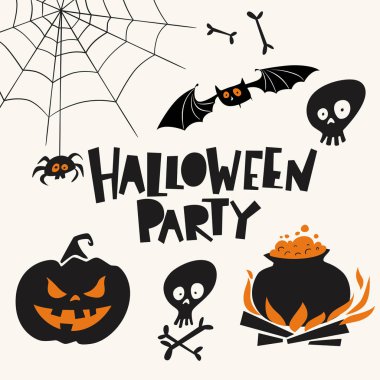 Stil Cadılar Bayramı tasarım öğeleri çizgi film