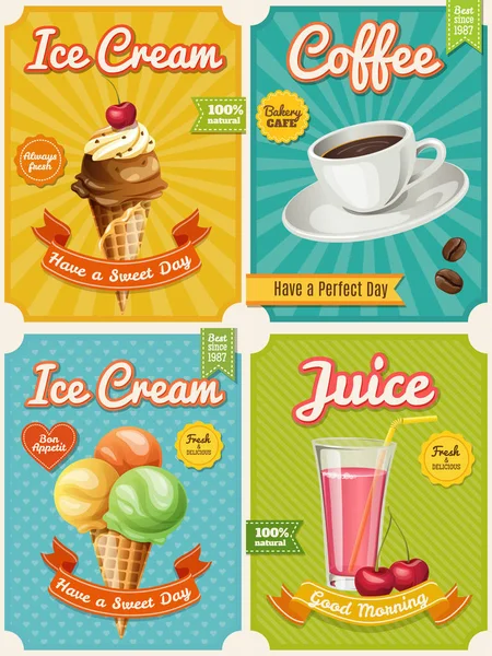 Set of four food posters — Stock Vector