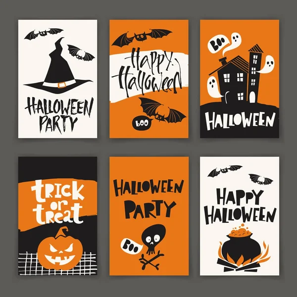 Desenhos engraçados de cartaz de Halloween — Vetor de Stock