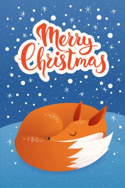 Noel kartı fox uyku ile