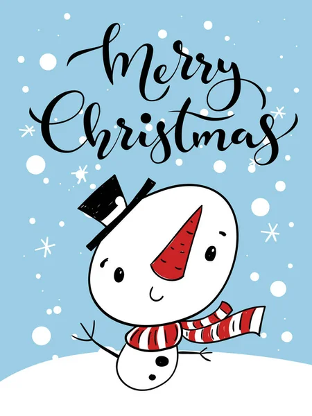 Poster natalizio con pupazzo di neve — Vettoriale Stock
