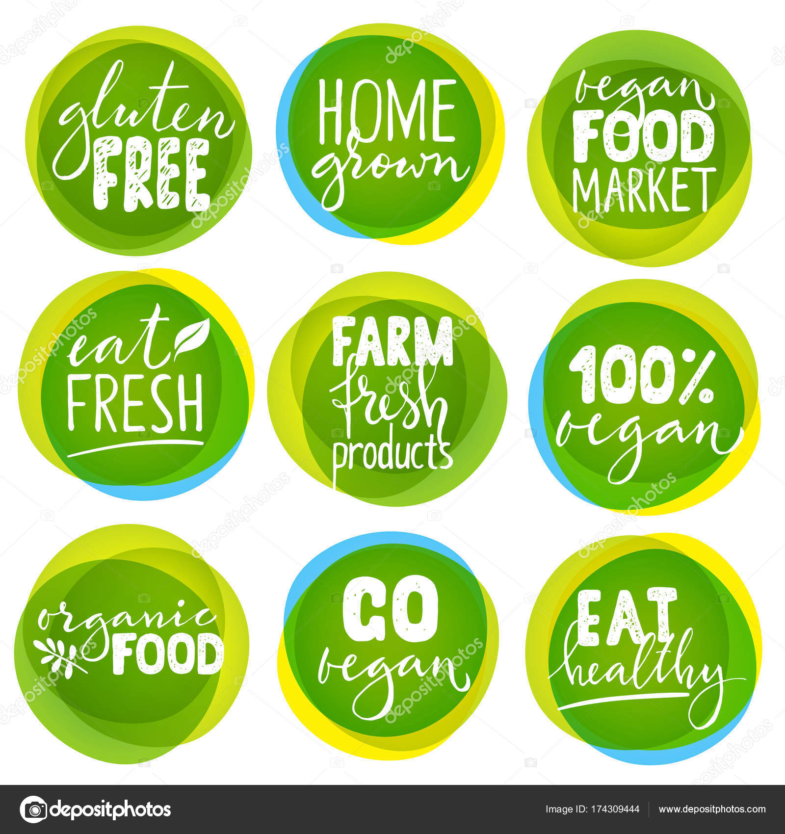 Set Of Organic Food Logos Stock Vector C Giraffarte 174309444