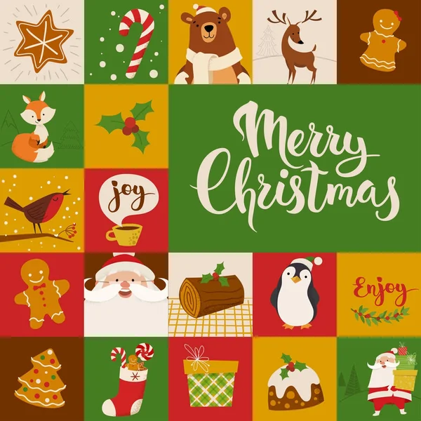 Karta z postaci z kreskówek Boże Narodzenie — Wektor stockowy