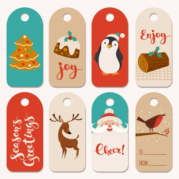 Christmas labels with funny characters