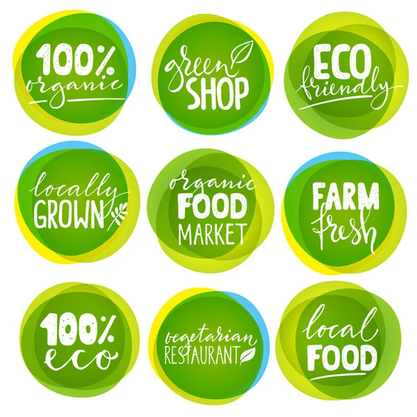 有機食品のロゴのセット — ストックベクタ
