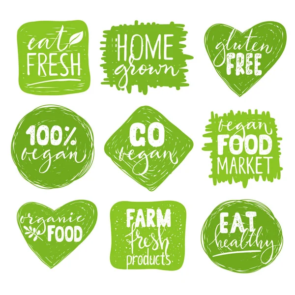 Sada ekologických potravin loga — Stockový vektor