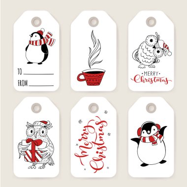 Altı Noel Etiketler kümesi 