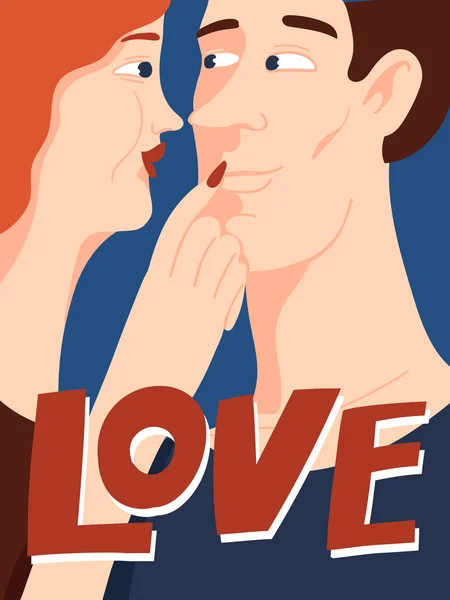 Affiche Saint Valentin Carte Avec Couple Amoureux — Image vectorielle