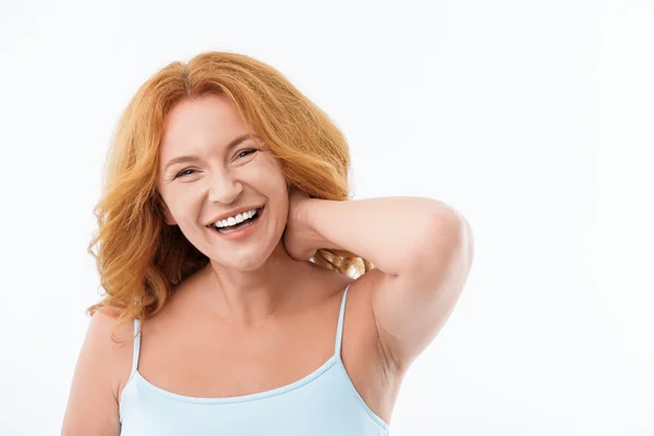 Carefree middle-aged lady expressing positive emotions — Stock Photo, Image