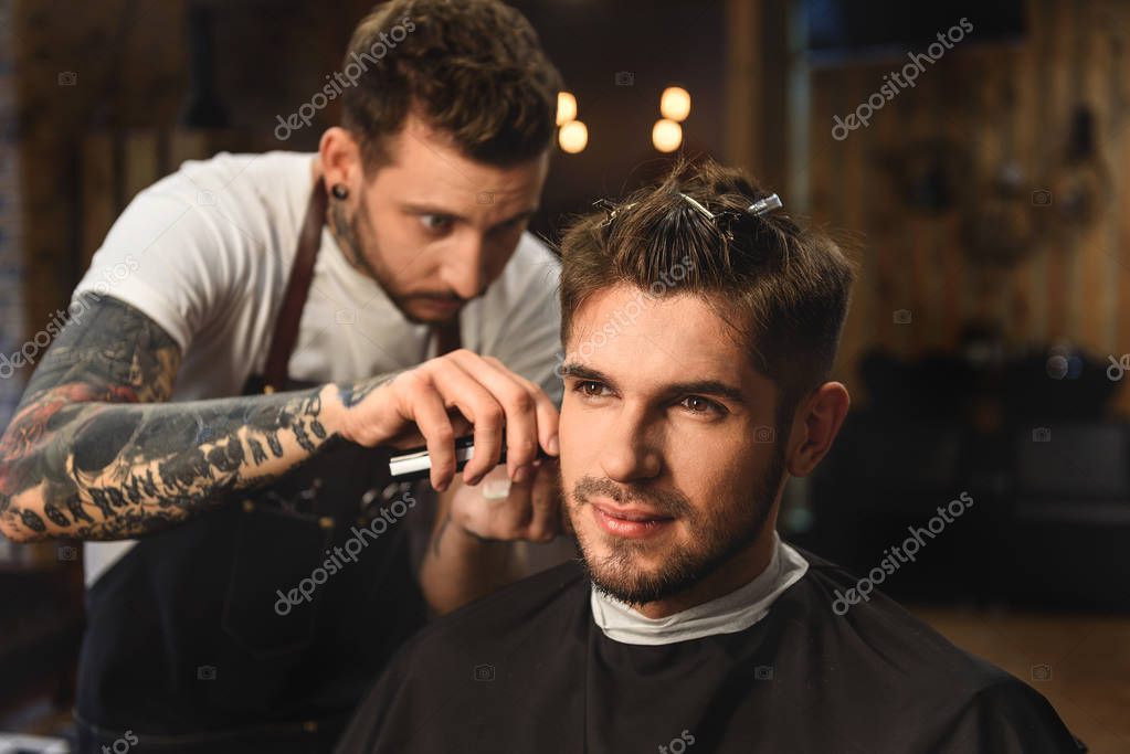 Happy Guy Getting Haircut Stock Photo C Iakovenko123 129707434
