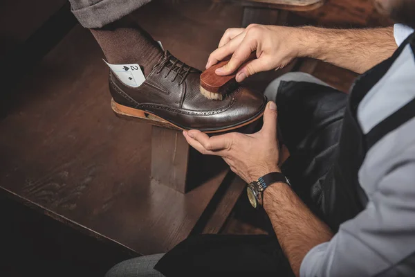 Footwear on the wooden stand station — Stock Photo, Image