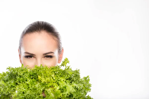 Passar kvinnan föredrar hälsosam mat — Stockfoto