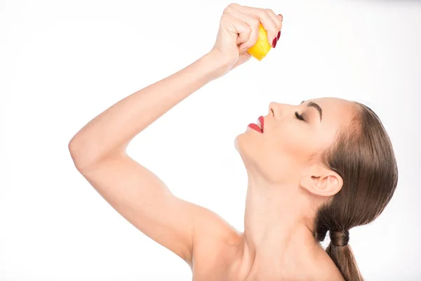 İnce kadının vitamini cilt tedavisi — Stok fotoğraf