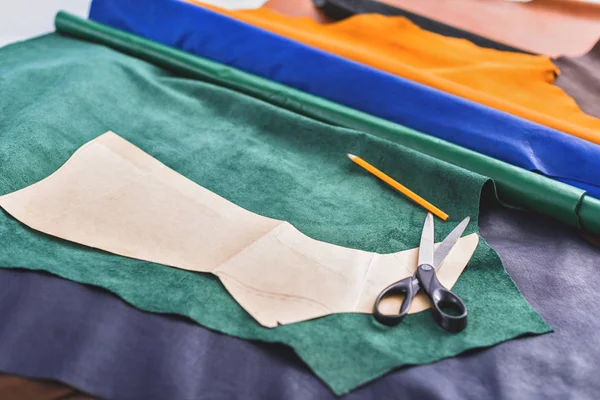 Draft of a boot with leather pieces — Stock Photo, Image