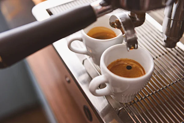 morning espresso in ceramic cups