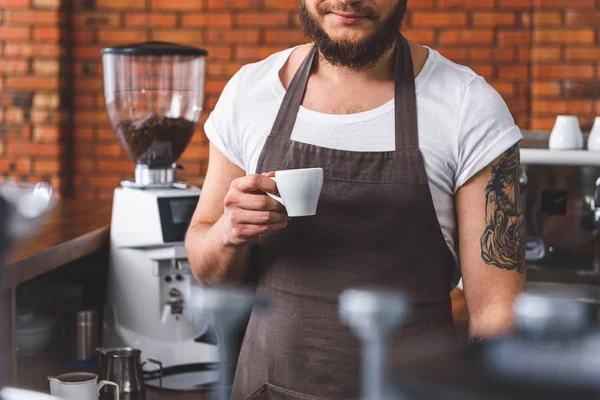 Joyful bartender arbetar i kaffehuset — Stockfoto