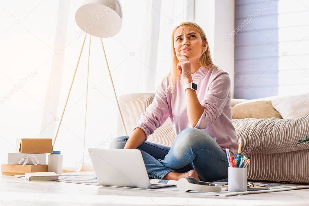 Young woman making serious decision