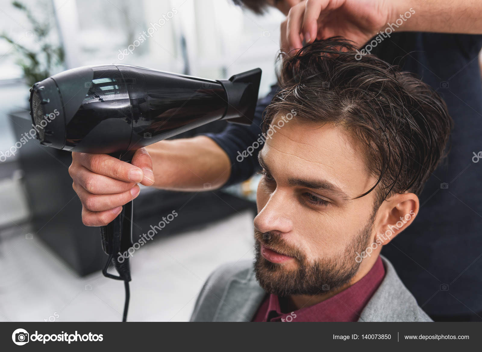 Hairstyle How To Use Hair Dryer For Mens Skillful Barber Drying