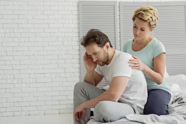 Middle-aged husband suffering from sexual disorder — Stock Photo, Image