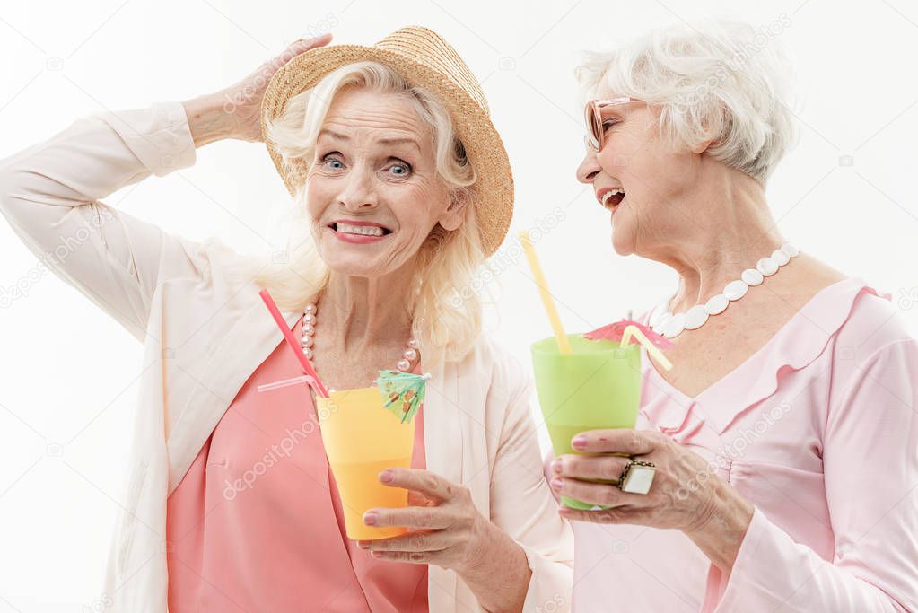 Pretty old ladies enjoying vacation