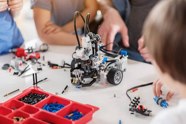 Technical toy on table full of details