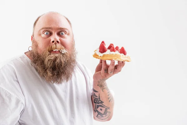 Erkek şişko diyet gizleme — Stok fotoğraf