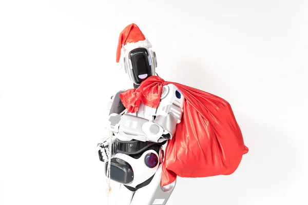 Robot joyeux célèbre Noël — Photo