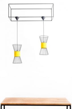 Designer lusters over desktop