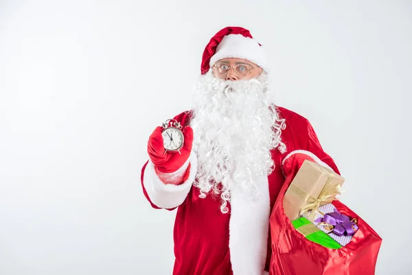 Bearded Santa Claus waiting for midnight — Stock Photo, Image