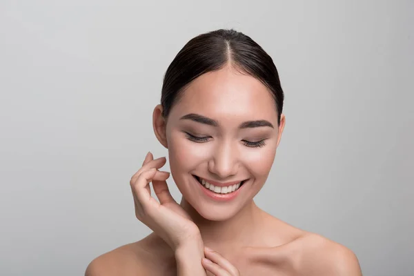 Cheerful young girl is feeling pleasure — Stock Photo, Image