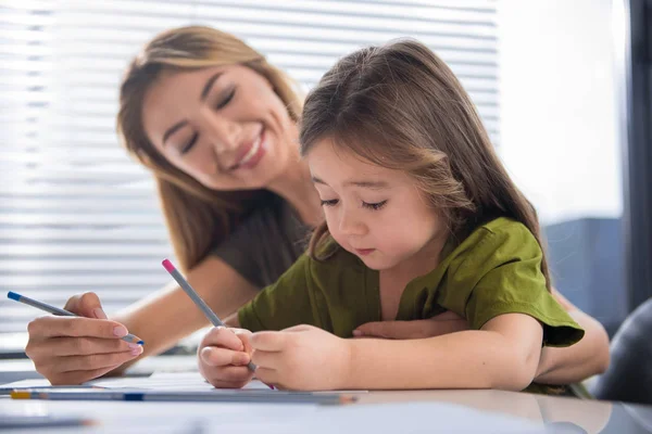 Happy family painting image together — Stock Photo, Image